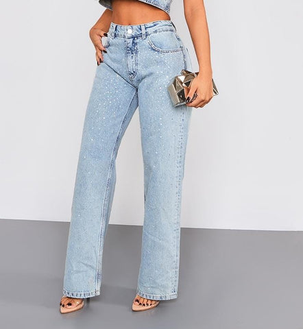 Diamanté Appliqué Stretch Jeans by ONLY blue denim ( M )